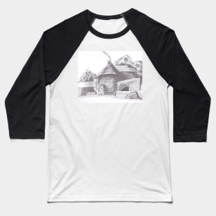 Thatched Cottage in Pencil Baseball T-Shirt